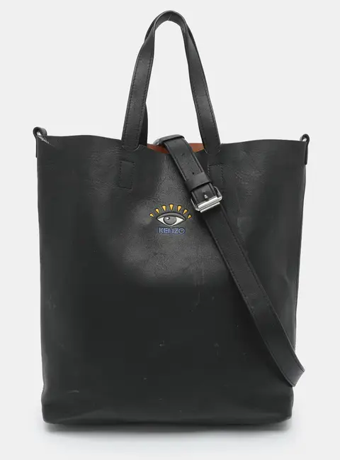Kenzo Eye Black Leather Shopper Tote
