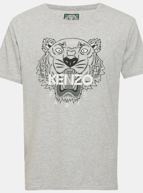 Kenzo Grey Jersey Tiger Print T-Shirt M