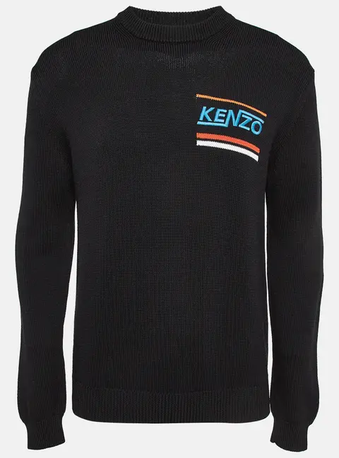 Kenzo Black Embroidered Rib Knit Jumper M