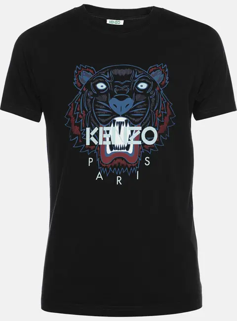 Kenzo Black Fabric Tiger Print T-Shirt XS