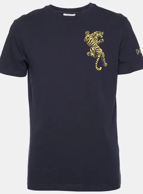 Kenzo Navy Blue Cotton Tiger Print T-Shirt S