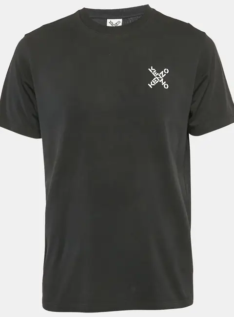 Kenzo Black Logo Print Cotton Crew Neck T-Shirt L