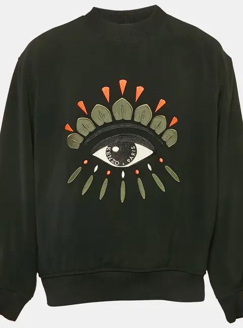 Kenzo Black Eye Embroidery Knit Crew Neck Sweatshirt L