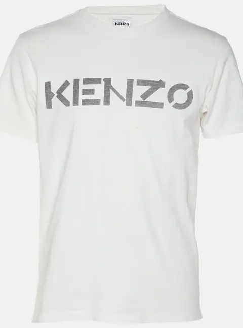 Kenzo White Cotton Logo Printed T-Shirt S