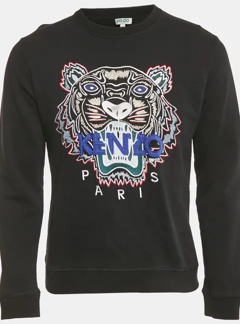 Kenzo Black Tiger Embroidered Cotton Sweatshirt S