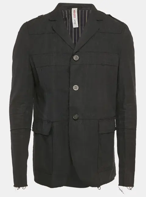 Kenzo D&eacute;fil&eacute; Black Cotton Regular Fit Blazer XL