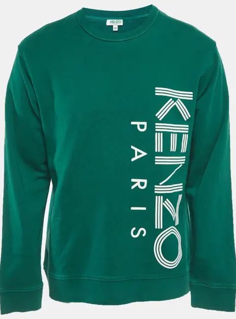 Kenzo Green Logo Print French Terry Sweatshirt XXL