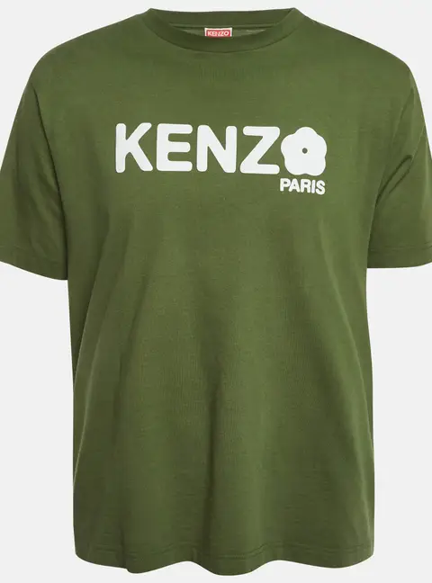 Kenzo Green Gots Boke Flower Print Jersey Oversized T-Shirt S