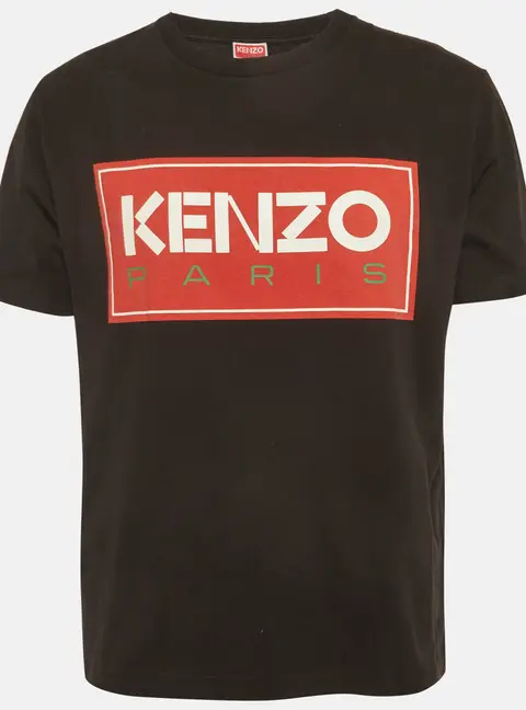 Kenzo Black Logo Print Cotton Knit Crewneck T-Shirts M