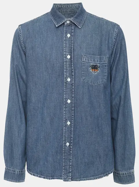Kenzo Blue Denim Long Sleeve Shirt M