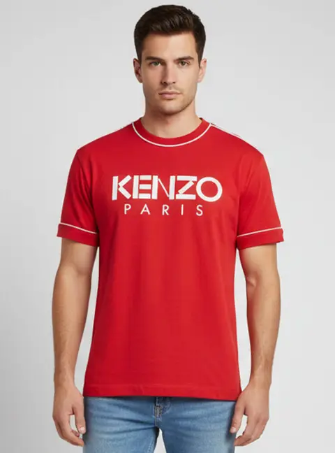 Kenzo Red Logo Graphic Jersey Crew Neck T-Shirt M