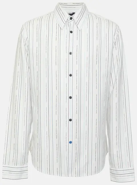 Kenzo White/Blue Striped Logo Cotton Long Sleeve Shirt L
