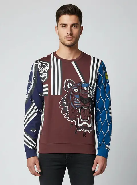 Kenzo Multicolour Embroidered Graphic Print Cotton Crewneck Sweatshirt M