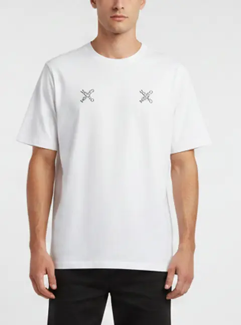 Kenzo White Cross Logo Graphic Jersey Crewneck T-Shirt M
