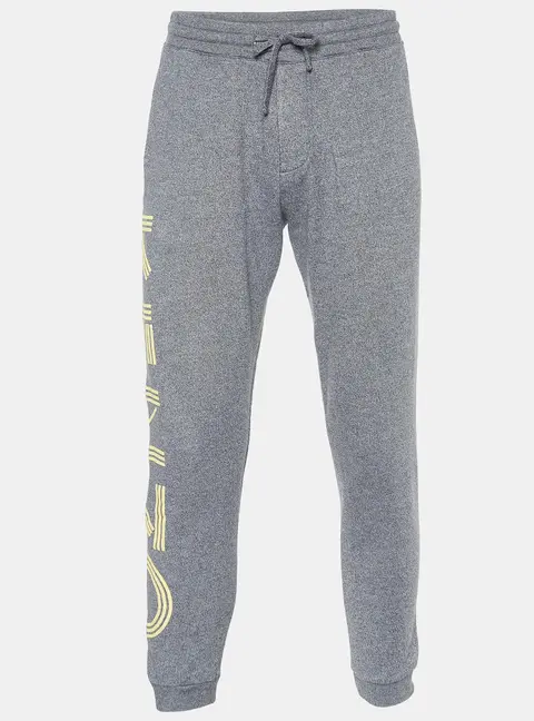Kenzo Grey Melange Cotton Logo Detail Jogger Pants S