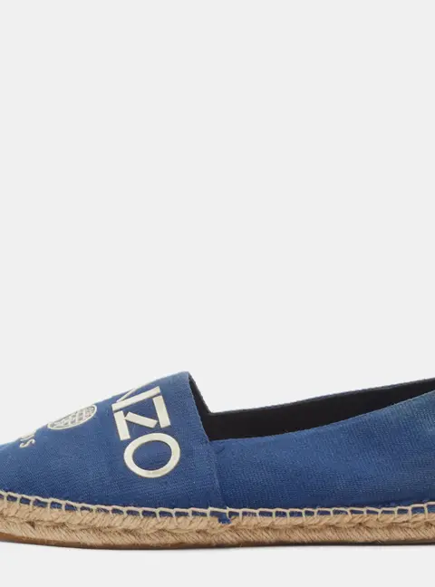 Kenzo Size 40 Blue Canvas Slip On Espadrille Flat