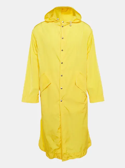 Kenzo Yellow Embroidered Nylon Hooded Rain Coat S