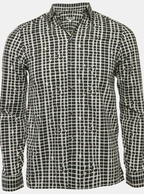 Kenzo Black/White Printed Cotton Button Front Shirt S