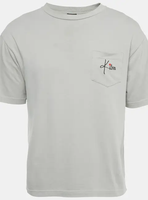 Kiton Grey Logo Embroidery Cotton Crew Neck T-Shirt S