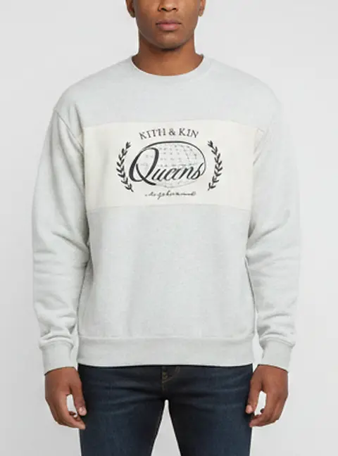 Kith Light Grey Knit Nelson Rugby Crew Neck Sweatshirt S