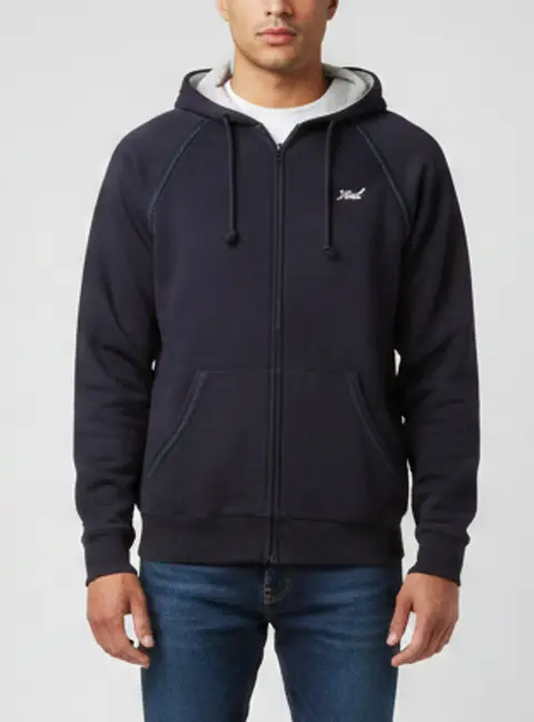 Kith Navy Blue Cotton Knit Vale Raglan Zip-Up Hoodie XS