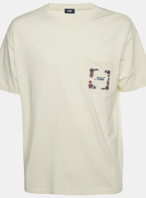 Kith Beige Floral Logo Embroidered Jersey Pocket T-Shirt L
