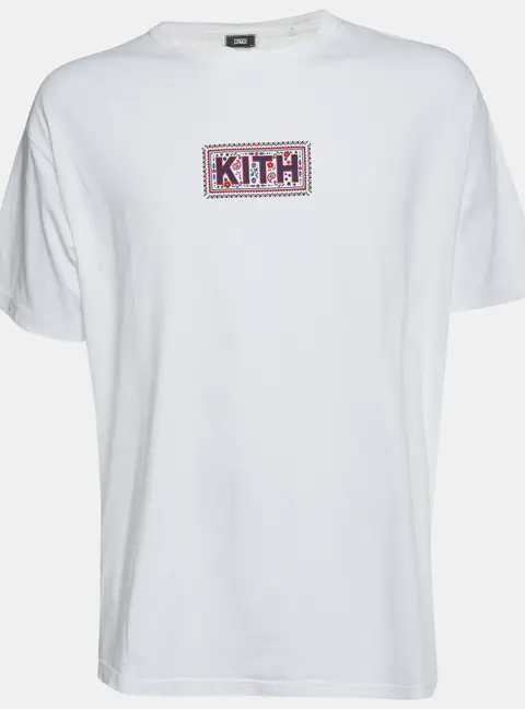 Kith White Logo Needlepoint Jersey T-Shirt XL