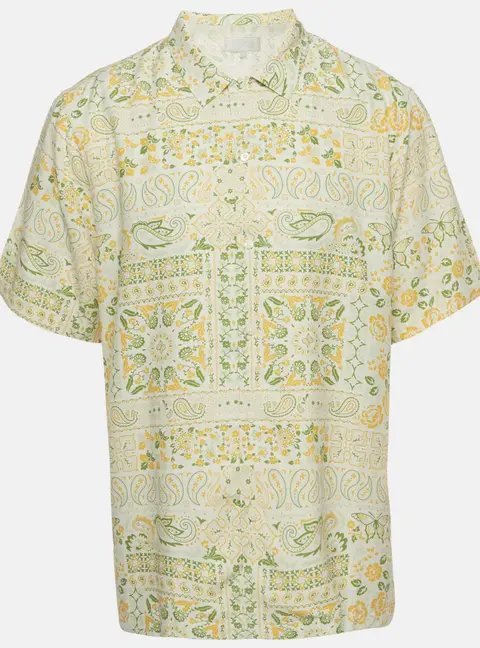 Kith White Paisley Print Silk Blend Thompson Camp Collar Shirt XL
