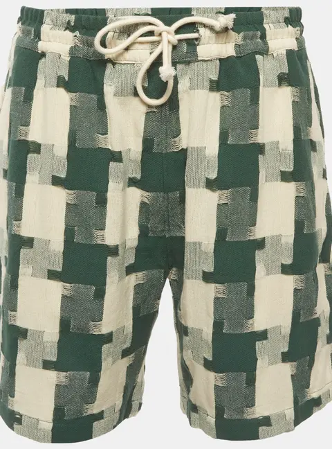 Kith White/Green Jumbo Houndstooth Cotton Mason Shorts L