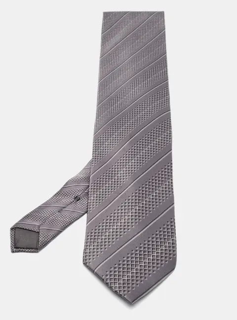 Lanvin Grey Printed Satin Silk Tie