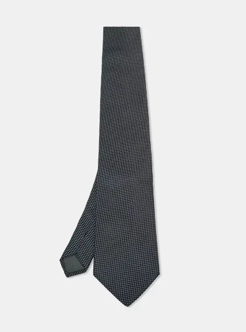Lanvin Black Patterned Silk Tie