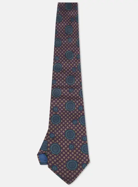 Lanvin Deep Purple Mandala Print Silk Tie