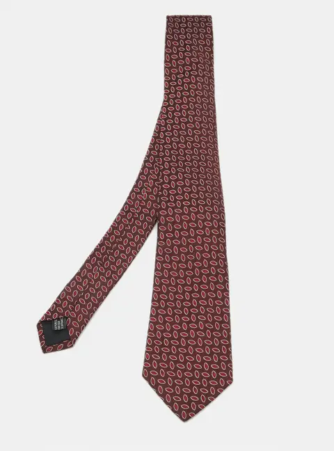 Lanvin Burgundy Jacquard Silk Tie