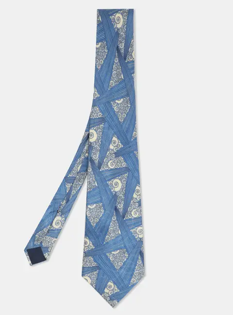 Lanvin Blue Abstract Print Silk Tie