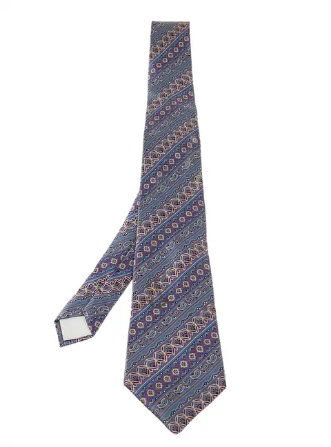 Lanvin Pale Purple Paisley Pattern Print Silk Tie