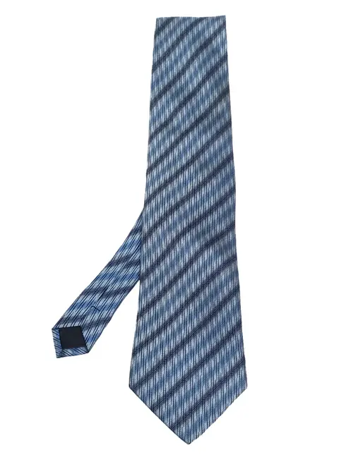 Lanvin Blue Striped Jacquard Silk Tie