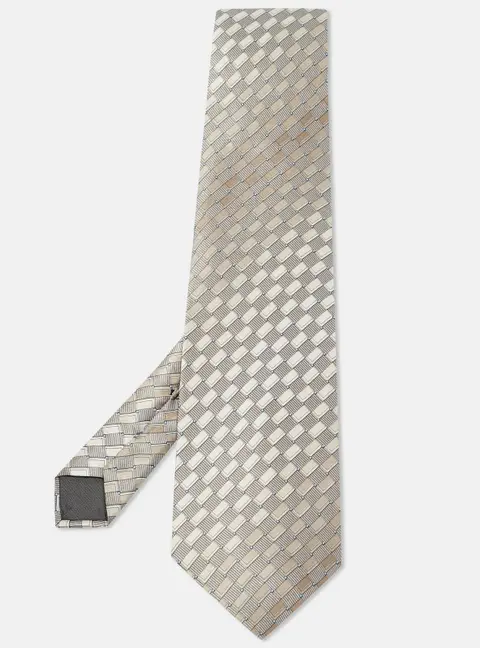 Lanvin Grey Printed Silk Traditional Tie