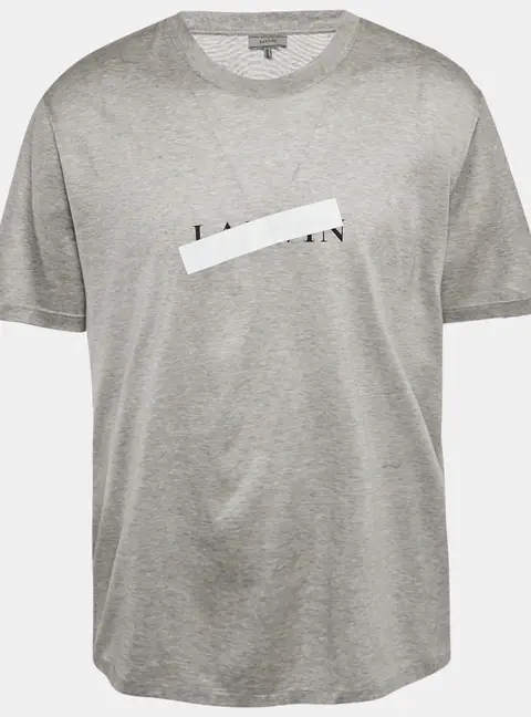 Lanvin Grey Logo Reflective Tape Printed Cotton Knit T-Shirt 3XL