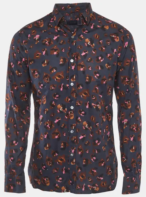 Lanvin Blue Printed Cotton Long Sleeve Shirt L
