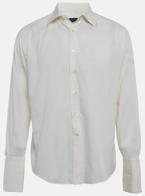 Lanvin White Cotton Twill Button Up Shirt L