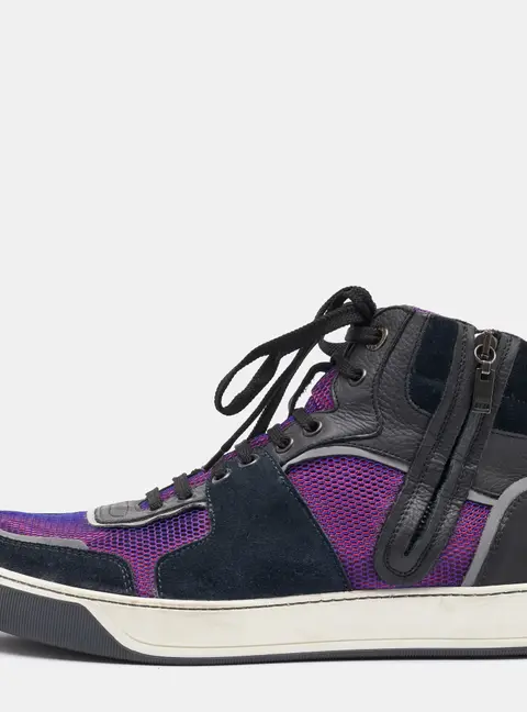 Lanvin Multicolor Leather and Mesh High Top Sneakers Size 41