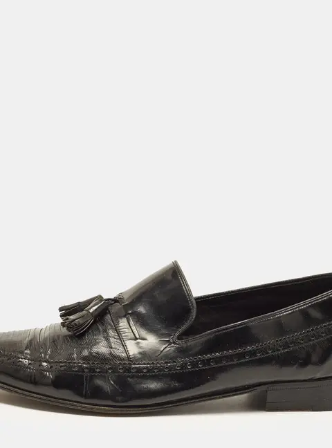 Lanvin Size 43 Black Leather tassel Loafers