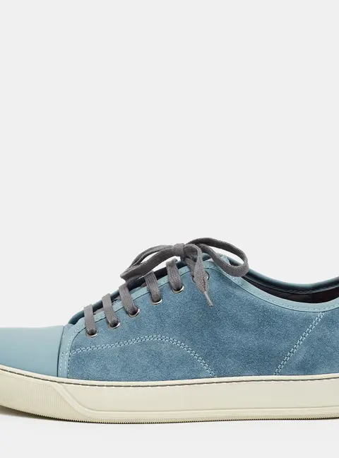 Lanvin DDB1 Size 43 Blue Leather and Suede Low Top Sneakers