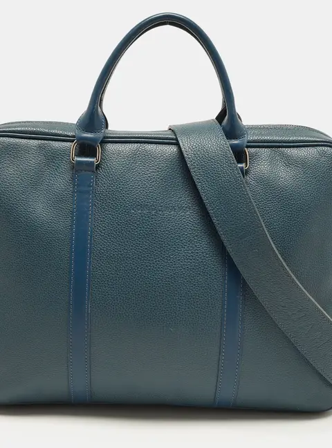 Longchamp Le Foulonne XS Blue Leather Briefcase Bag