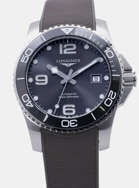 Longines HydroConquest L3.781.4.76.9 Grey Stainless Steel Automatic Men's Wristwatch 41mm