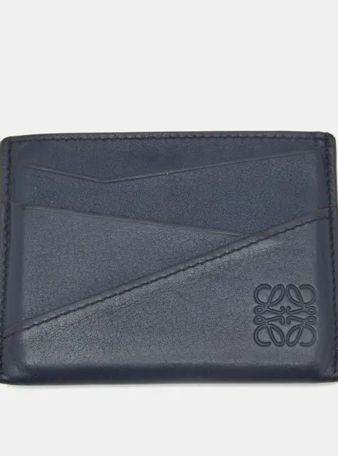 Loewe Puzzle Edge Navy Blue Leather Card Holder