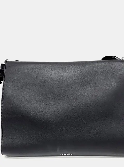 Loewe Black Leather Loewe Flamenco Messenger Crossbody Bag