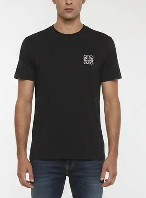 Loewe Black Anagram Embroidery Cotton Crew Neck T-Shirt S