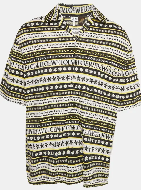 Loewe X Paula's Ibiza Multicolor Pattered Knit Bowling Shirt S