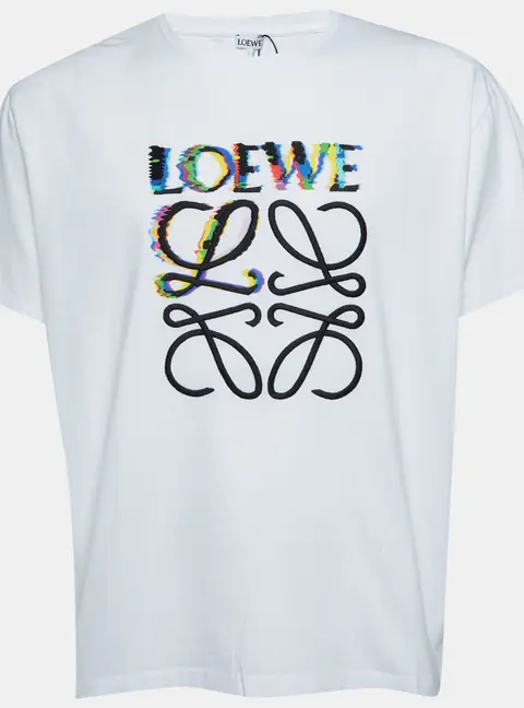 Loewe White Glitch Anagram Cotton Crew Neck T-Shirt XL